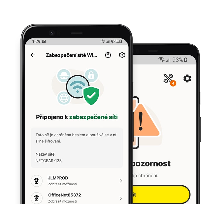 Aplikace Zabezpečení sítě Wi-Fi v tabletu a telefonu